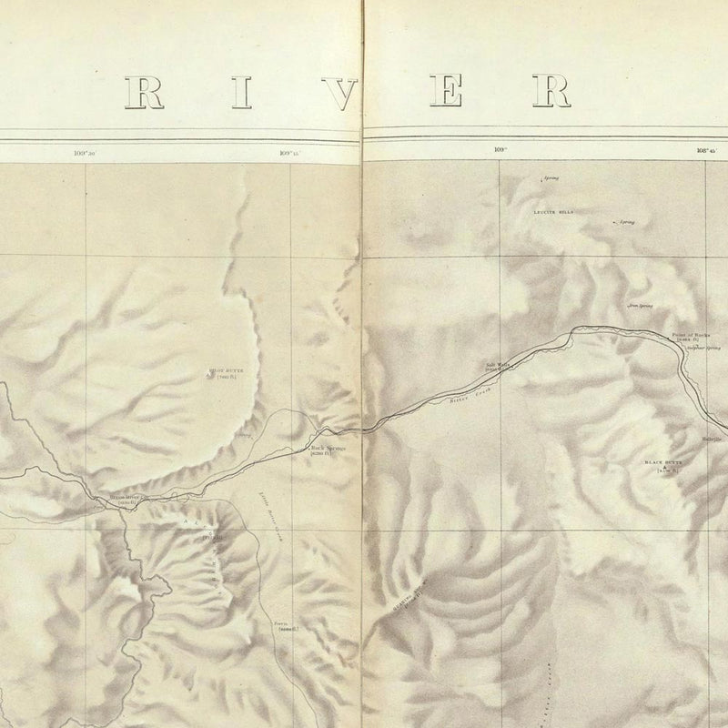 Green River Basin 1876 Topographic Map - Muir Way - Vintage Map