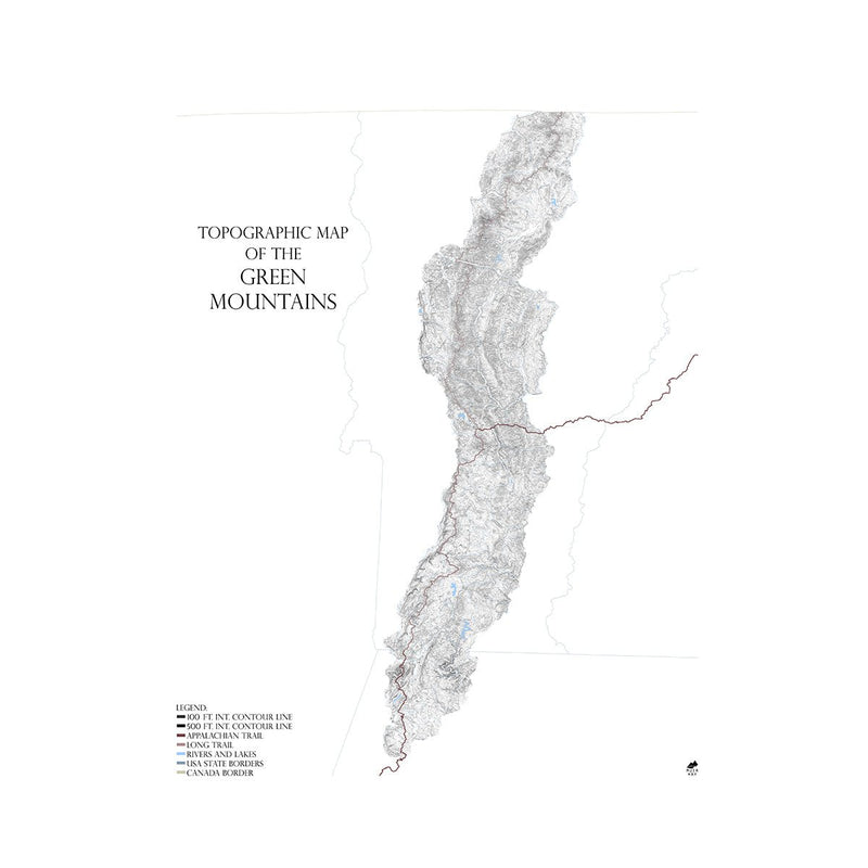 Green Mountains, VT Map - Muir Way - Range Series