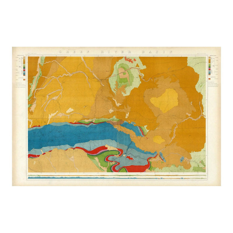Green River Basin 1876 Geological Map - Muir Way - Vintage Map