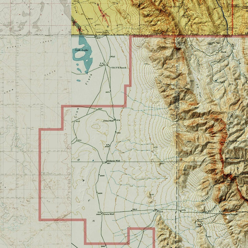 Guadalupe Mountains Shaded Relief Map - Muir Way - Relief Series