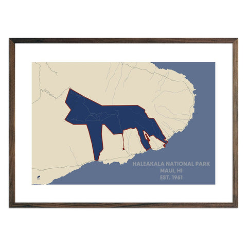 Haleakala National Park Poster | National Park Map | Muir Way