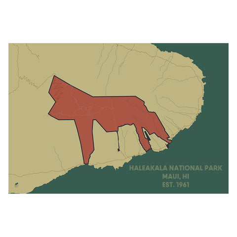 Haleakala National Park Poster | National Park Map | Muir Way