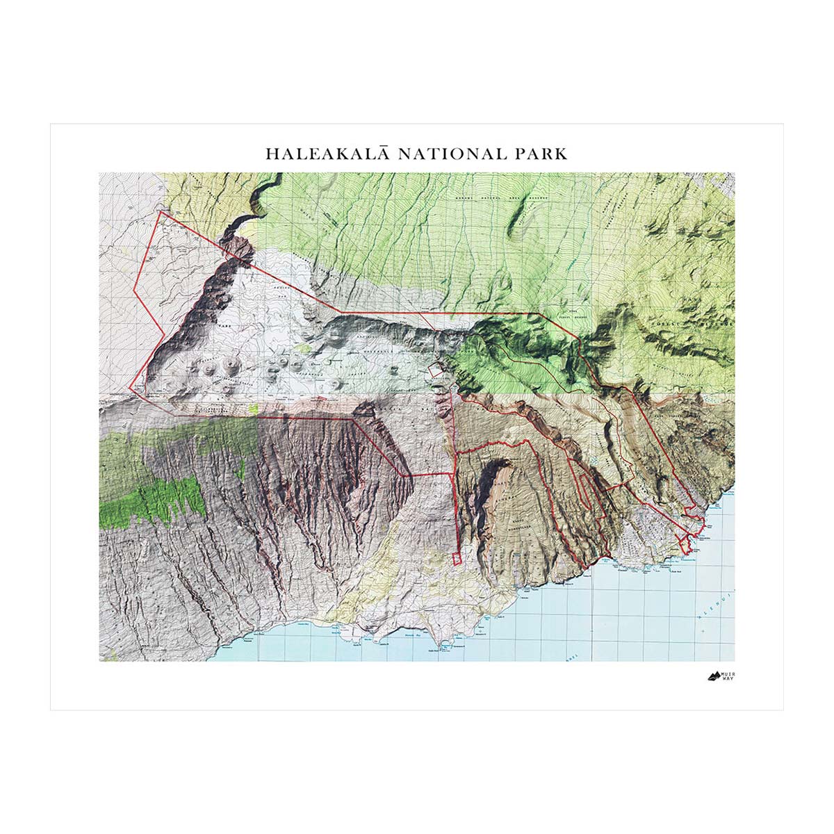 地図・旅行ガイド Haleakala: A Guide to the Mountain Haleakala Shaded Relief Map – Muir Way