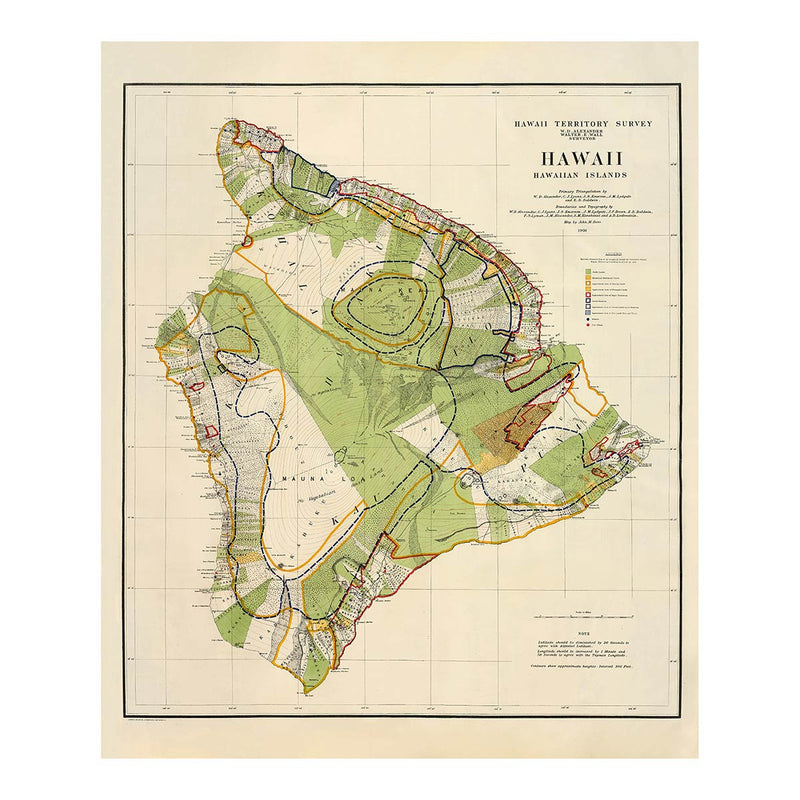 Hawaii Island 1901 Map - Muir Way - Vintage Map