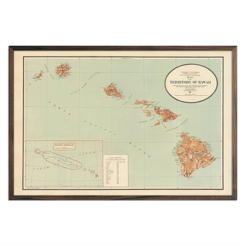 Hawaiian Islands 1918 Map - Muir Way - Vintage Map