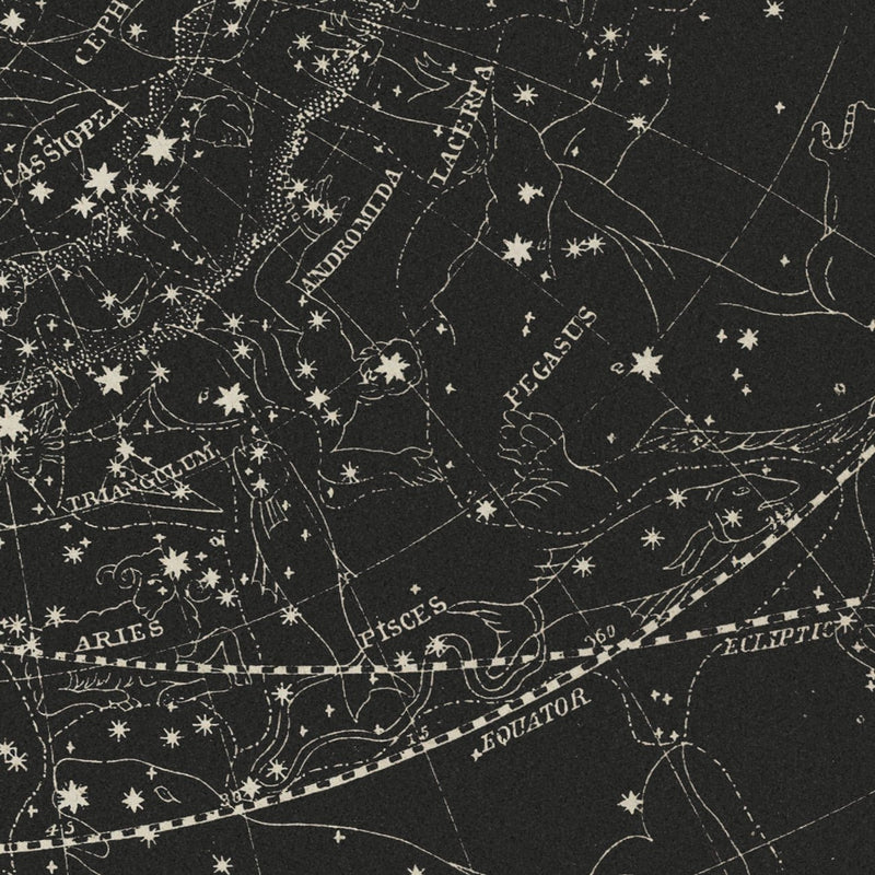 Map of the Heavens November - January 1850 - Muir Way - Vintage Map