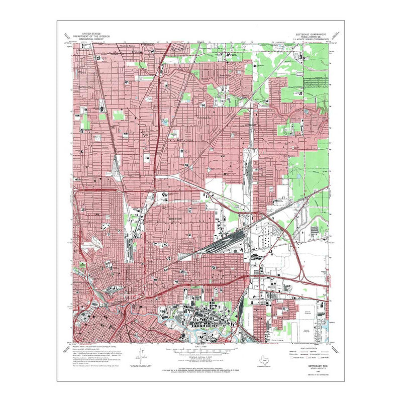 Houston, TX 1967 USGS Map - Muir Way - Vintage Map