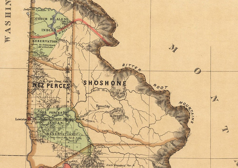 Idaho Territory 1876 Map - Muir Way - Vintage Map