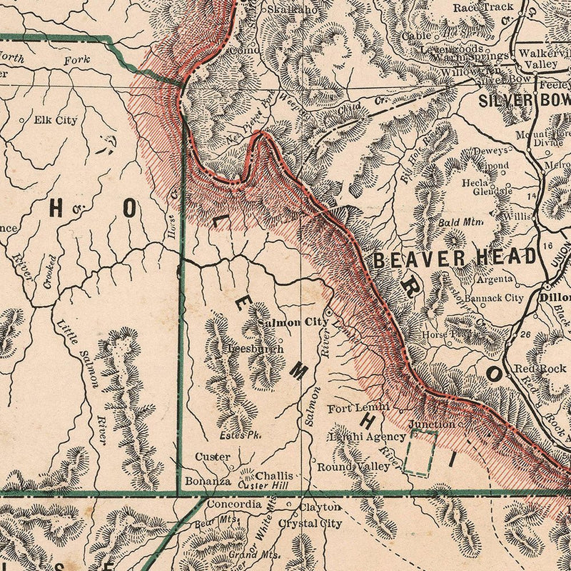 Idaho 1883 Map - Muir Way - Vintage Map