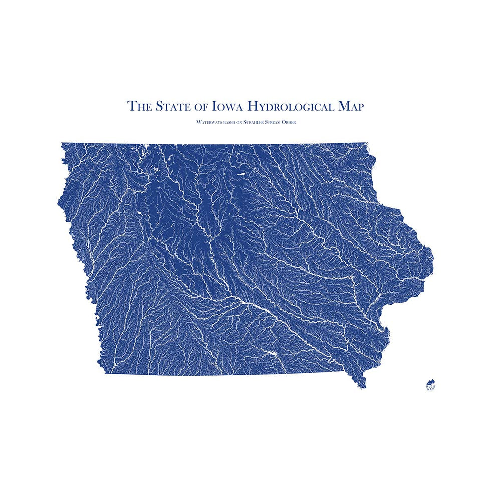 Highest Point In Iowa Map Iowa Relief Maps | Hydrological & Elevation Map Prints – Muir Way