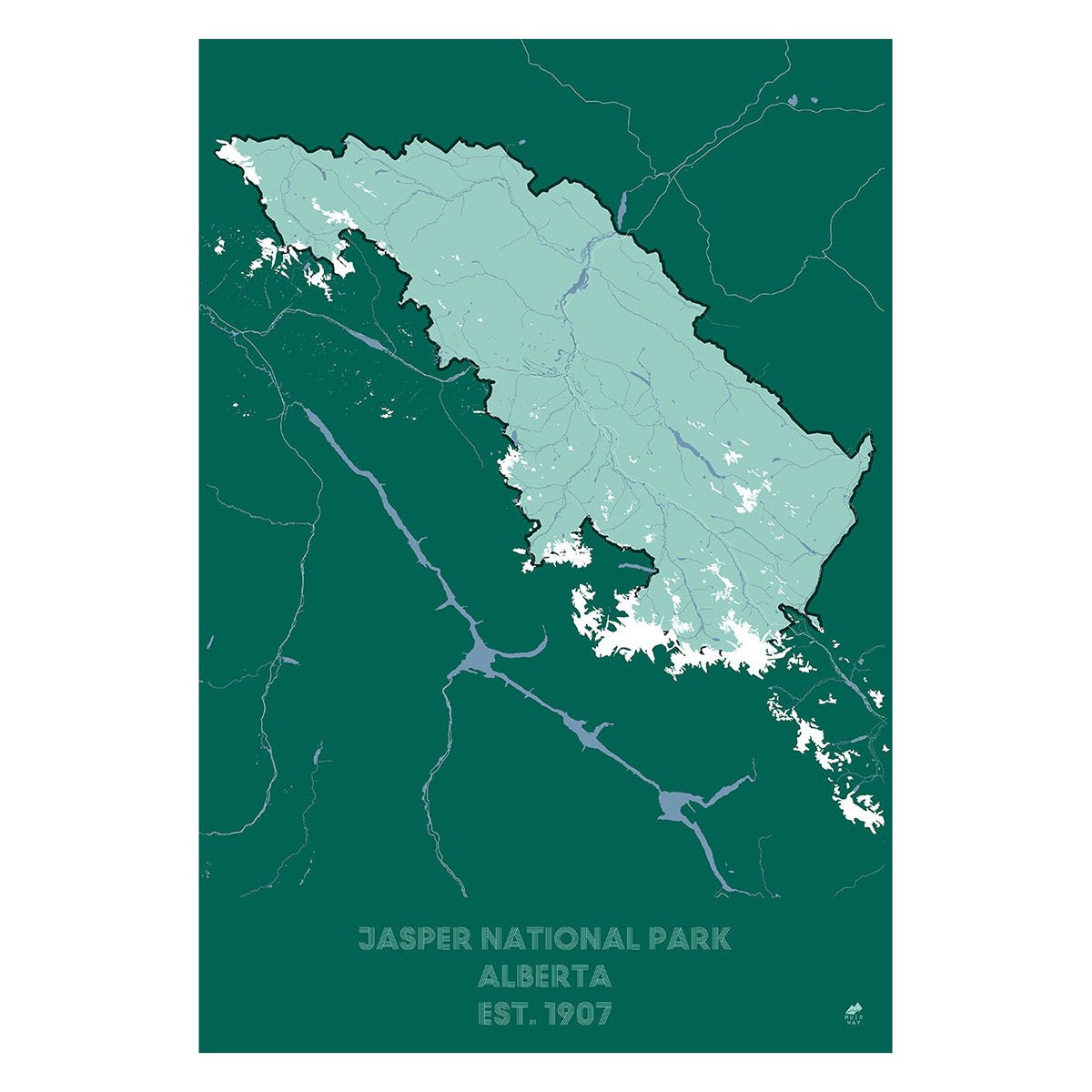 Jasper National Park Poster | National Park Map | Muir Way