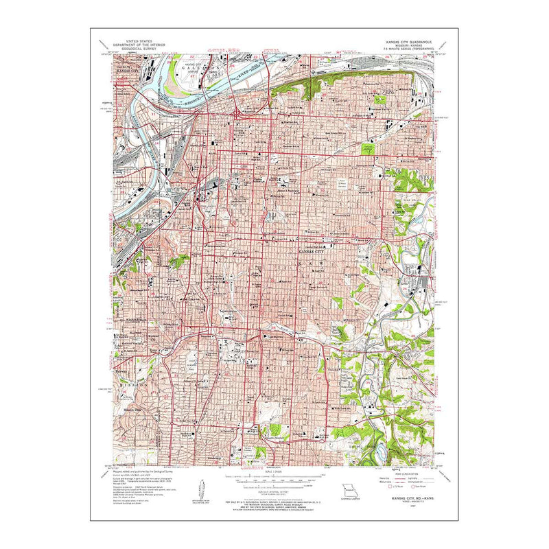 Kansas City, MO/KS 1957 USGS Map - Muir Way - Vintage Map
