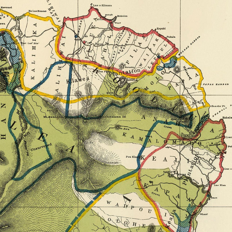 Kauai Island 1903 Map - Muir Way - Vintage Map