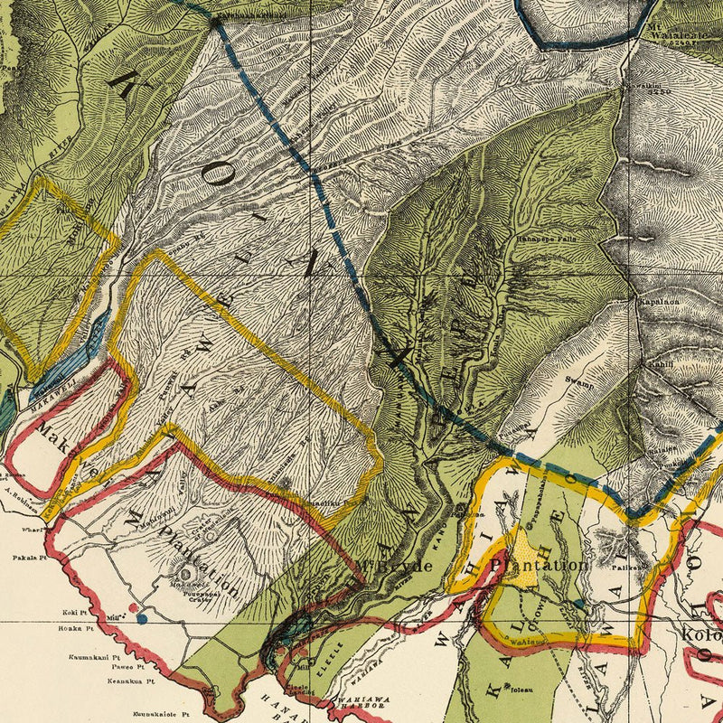 Kauai Island 1903 Map - Muir Way - Vintage Map