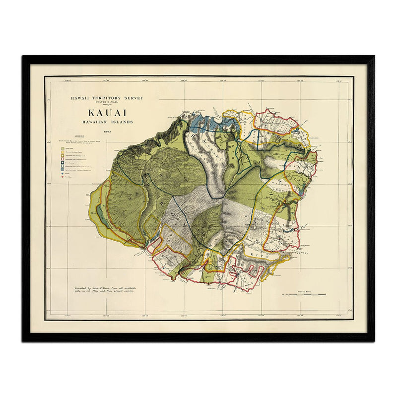 Kauai Island 1903 Map - Muir Way - Vintage Map