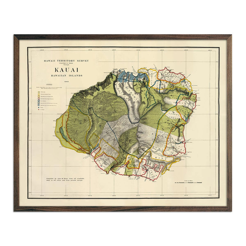 Kauai Island 1903 Map - Muir Way - Vintage Map