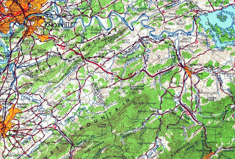 Vintage Knoxville, TN Map - USGS 1966 - Muir Way - Vintage Map