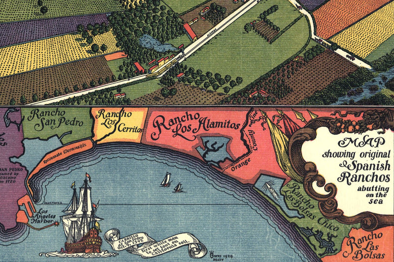 Los Angeles, California Pictorial Map - 1871 - Muir Way - Vintage Map