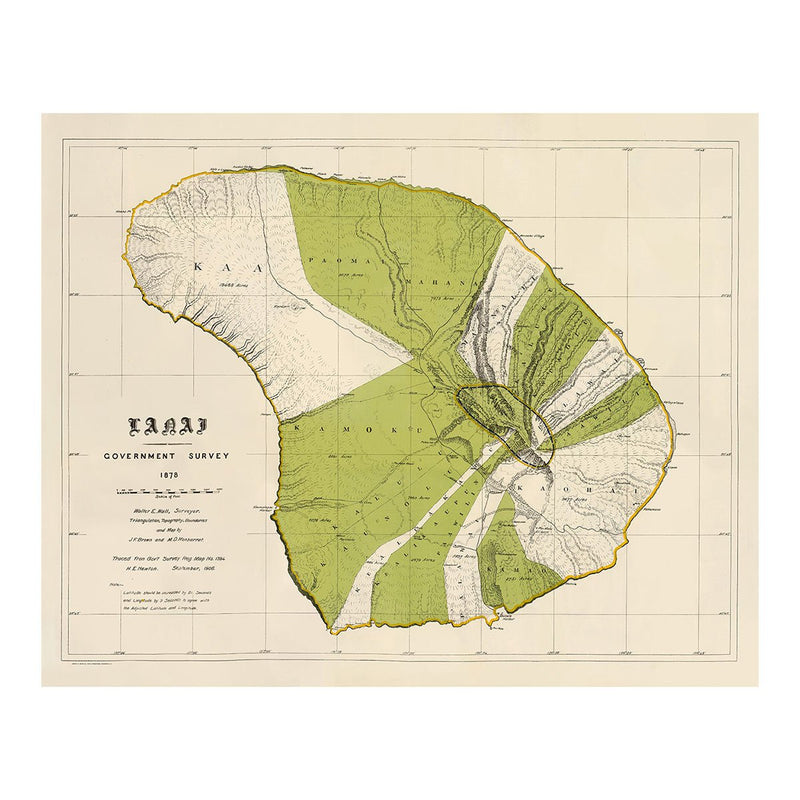 Lanai Island 1906 Map - Muir Way - Vintage Map