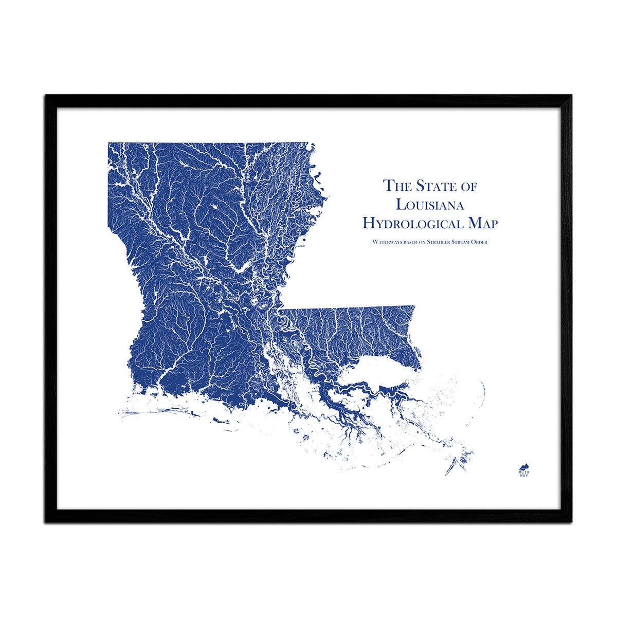 Louisiana Hydrology Series Map | Map of rivers, streams & more - Muir Way