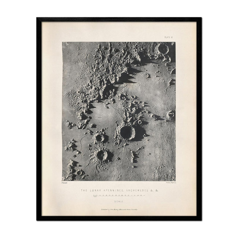 1874 Lunar Apennines, Archemedes Craters Print - Muir Way - Astronomy