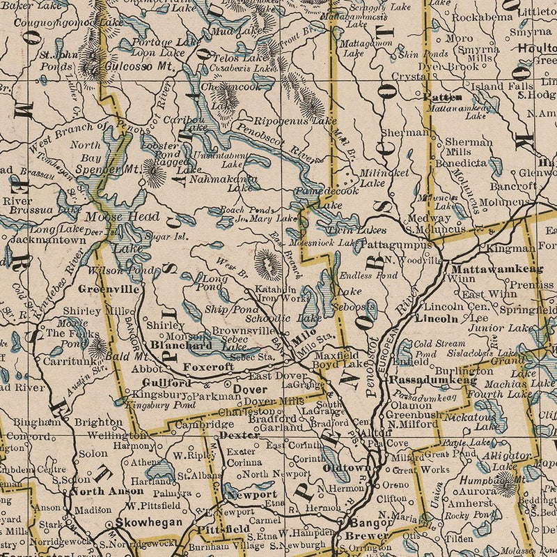 Maine 1883 Map - Muir Way - Vintage Map