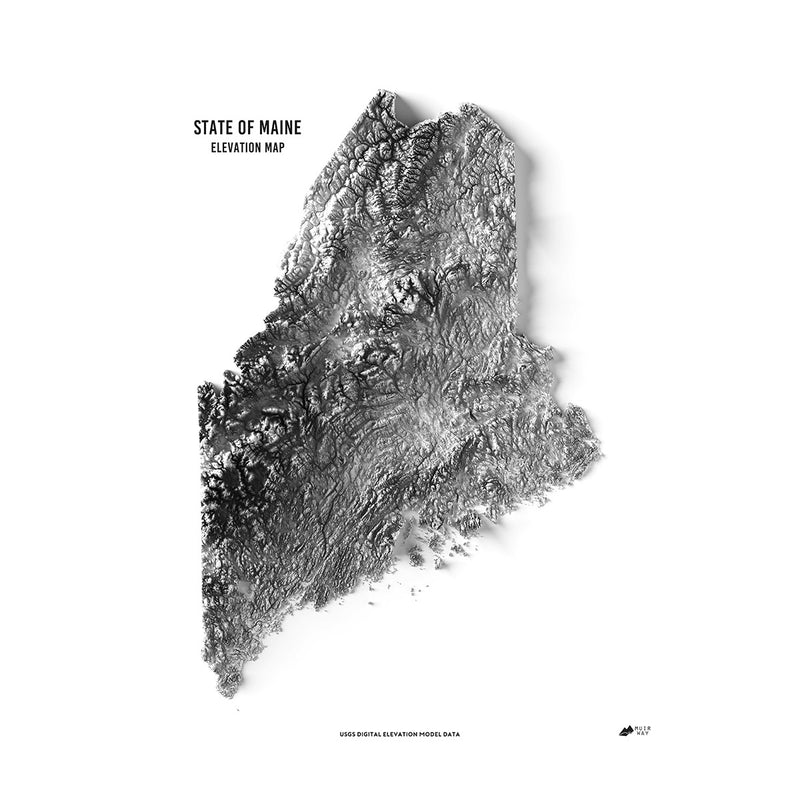 Maine Elevation Map - Muir Way - Elevation