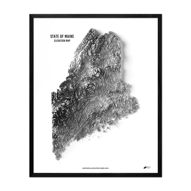 Maine Elevation Map - Muir Way - Elevation