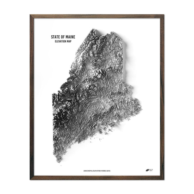 Maine Elevation Map - Muir Way - Elevation