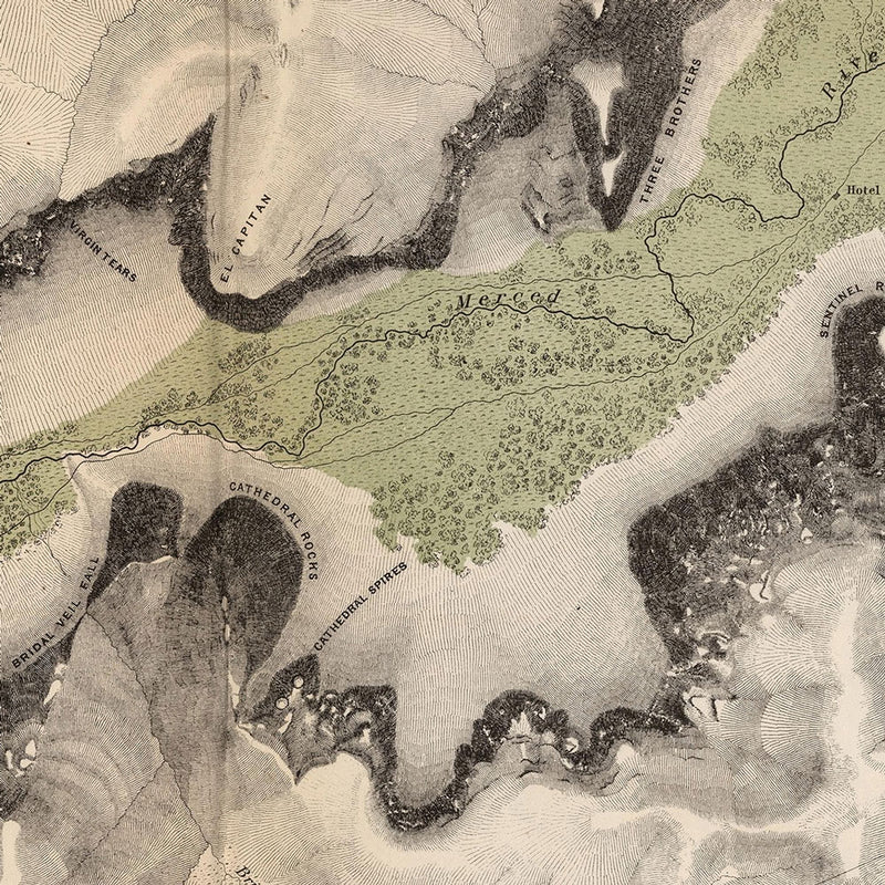 Map of Yosemite Valley 1868 - Muir Way - 