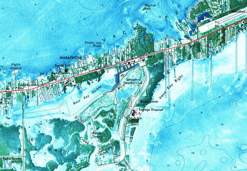Marathon Island, FL 1971 USGS Map - Muir Way - Vintage Map