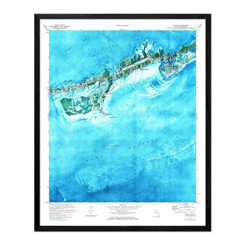 Marathon Island, FL 1971 USGS Map - Muir Way - Vintage Map