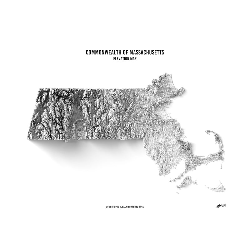 Massachusetts Elevation Map - Muir Way - Elevation