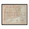 Massachusetts, Rhode Island and Connecticut 1883 Map