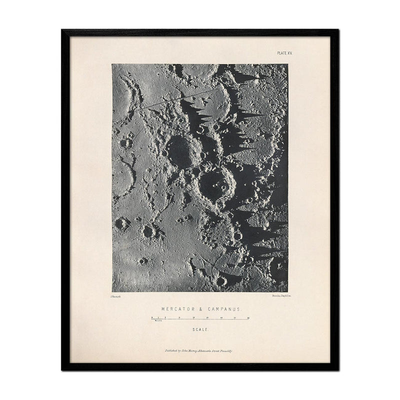 1874 Mercator and Campanus Moon Craters Print - Muir Way - Astronomy