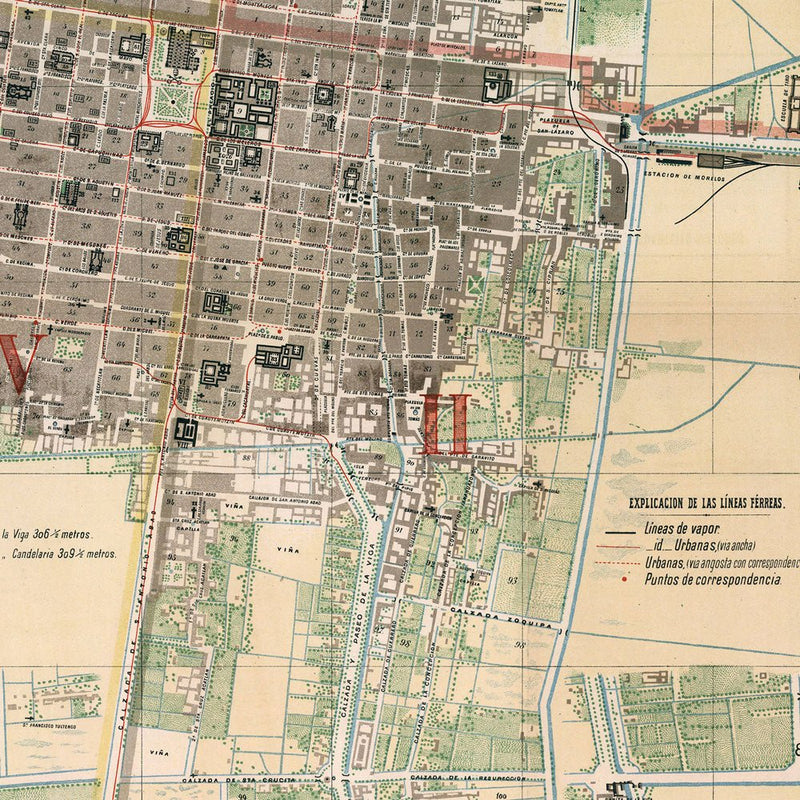 Mexico City Map 1886 - Muir Way - Vintage Map