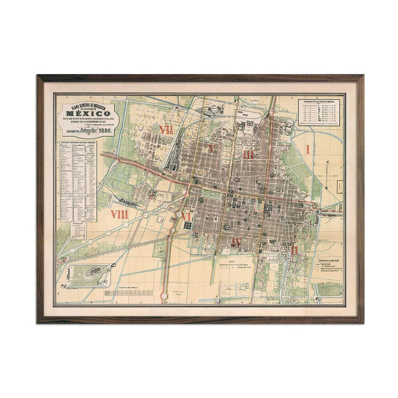 Mexico City Map 1886 - Muir Way - Vintage Map