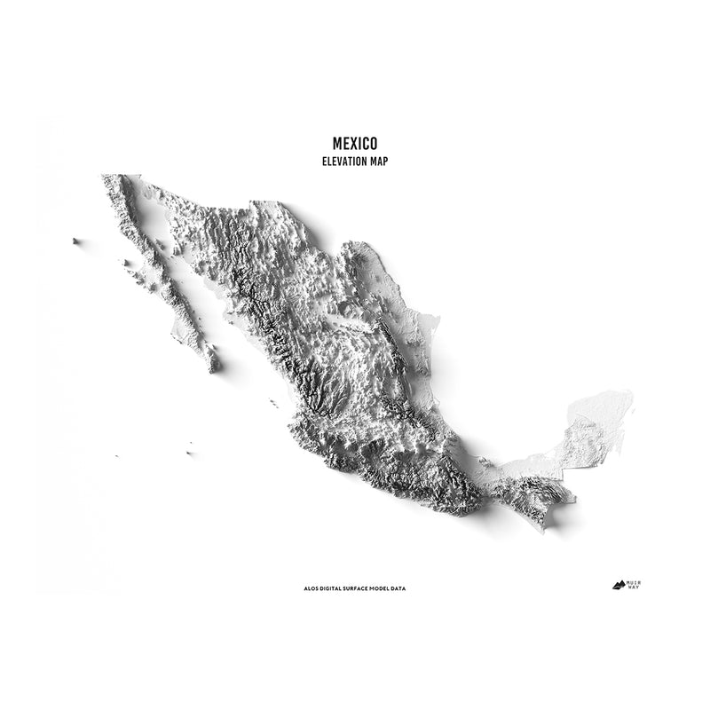 Mexico Elevation Map - Muir Way - Elevation