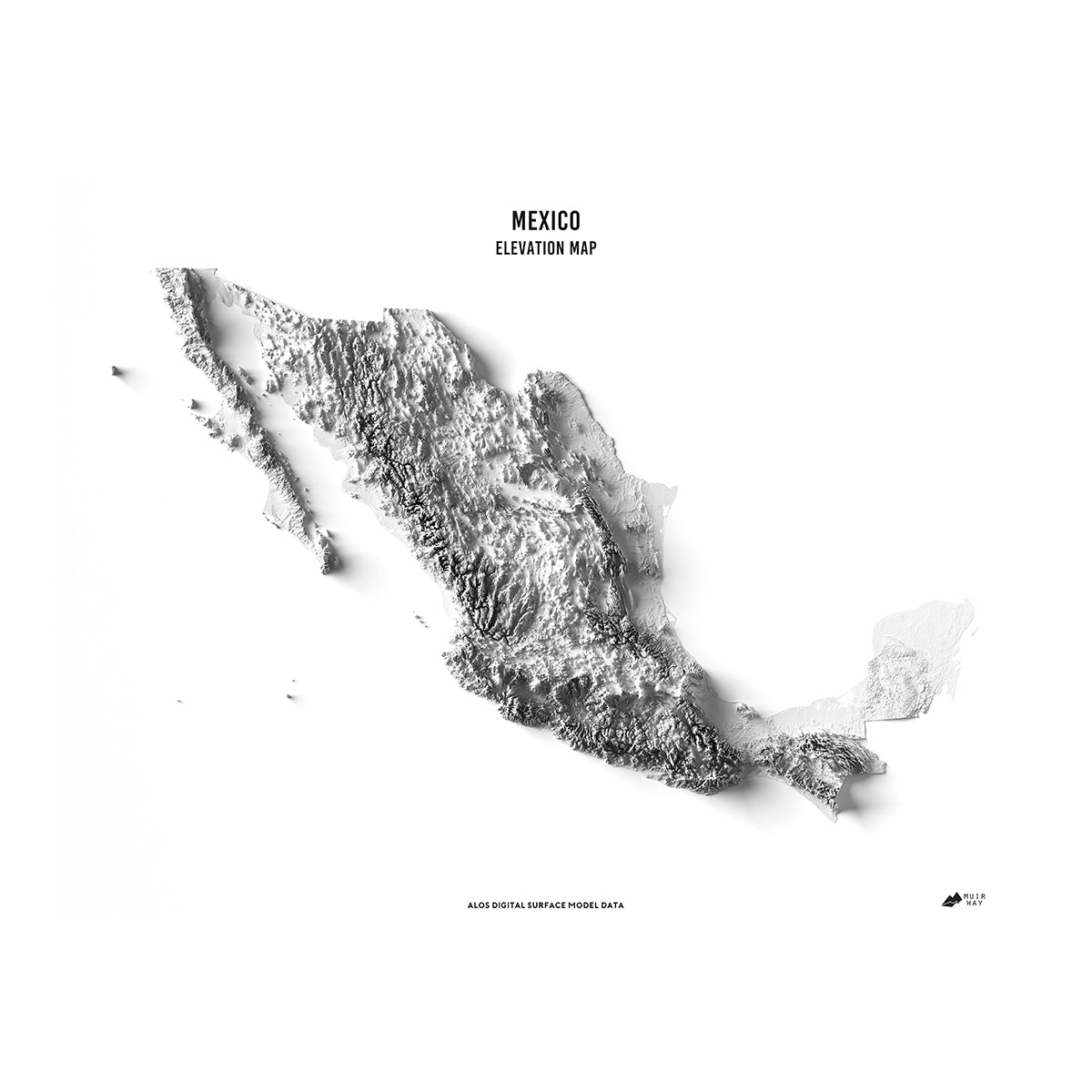 Mexico Elevation Map - Muir Way