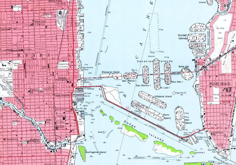 Miami, FL 1950 USGS Map - Muir Way - Vintage Map