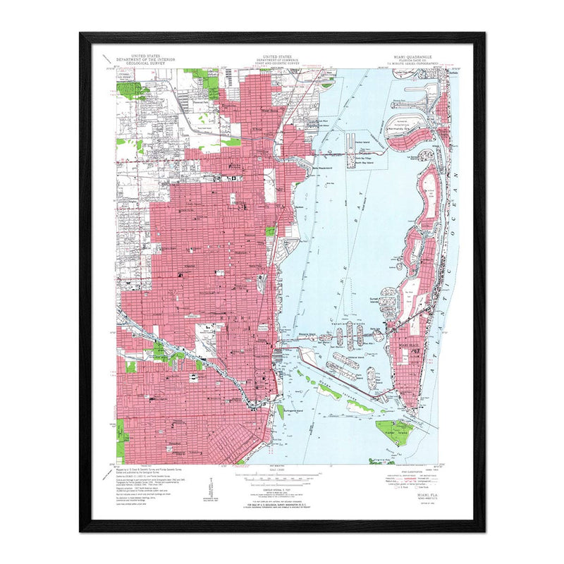Miami, FL 1950 USGS Map - Muir Way - Vintage Map