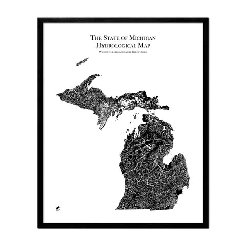Michigan Hydrology Series Map | Map of rivers, streams & more – Muir Way