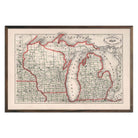 Vintage Map of Michigan and Wisconsin 1883
