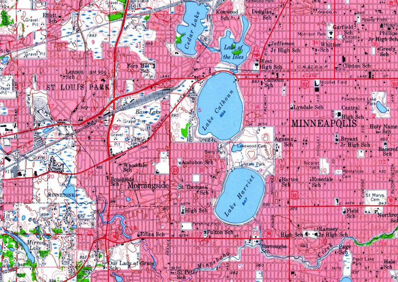 Minneapolis, MN 1954 USGS Map - Muir Way - Vintage Map