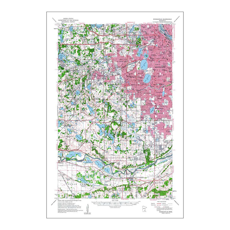 Minneapolis, MN 1954 USGS Map - Muir Way - Vintage Map