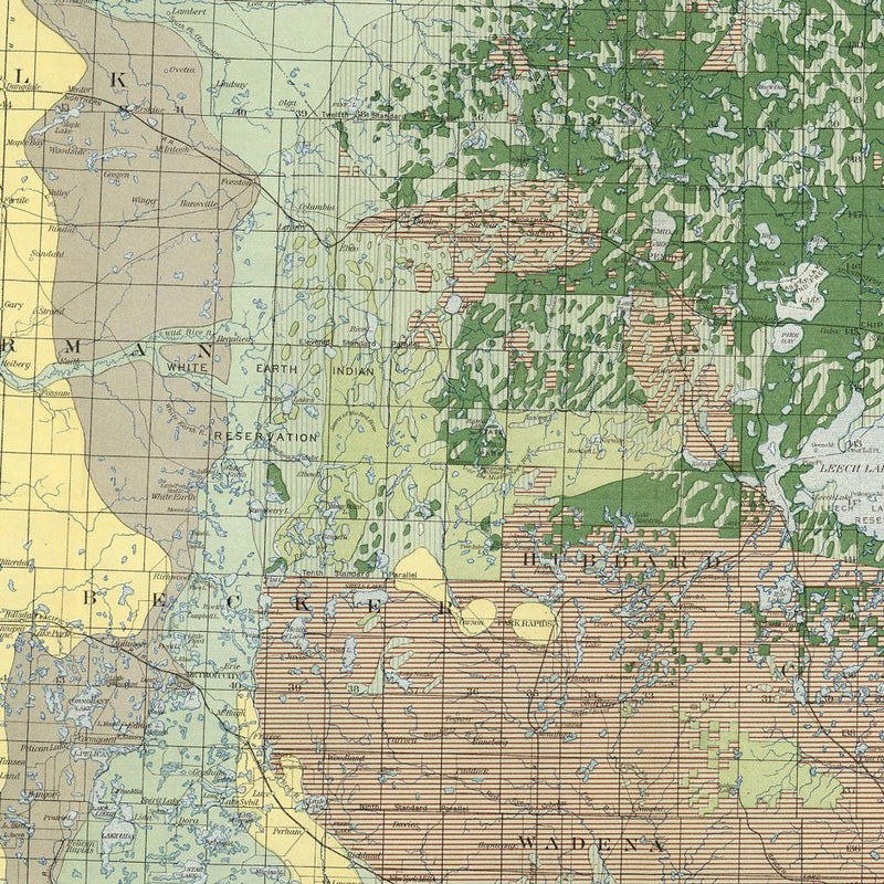 Pine Region of Minnesota 1899 Map - Muir Way - Vintage Map