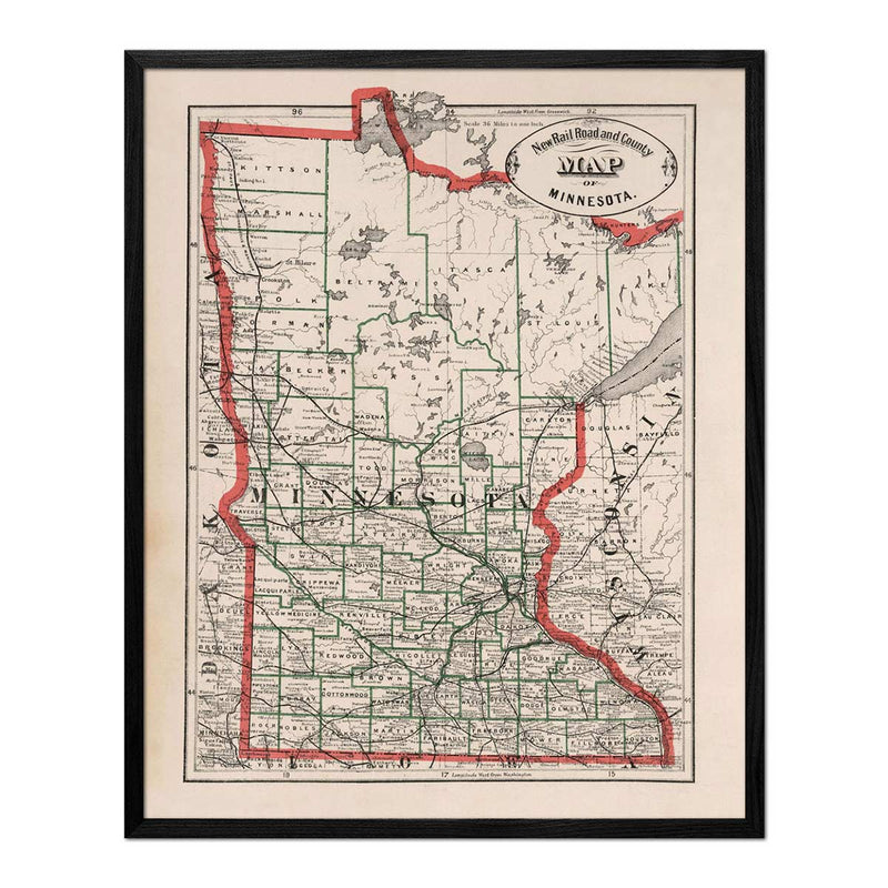 Vintage Map of Minnesota 1883