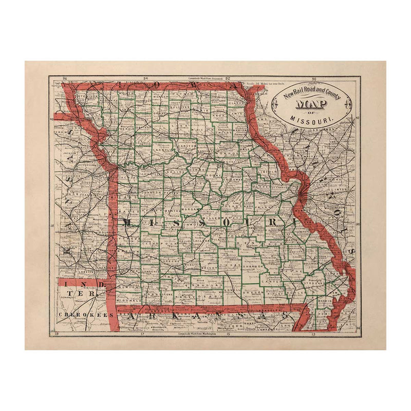 Missouri 1883 Map - Muir Way - Vintage Map