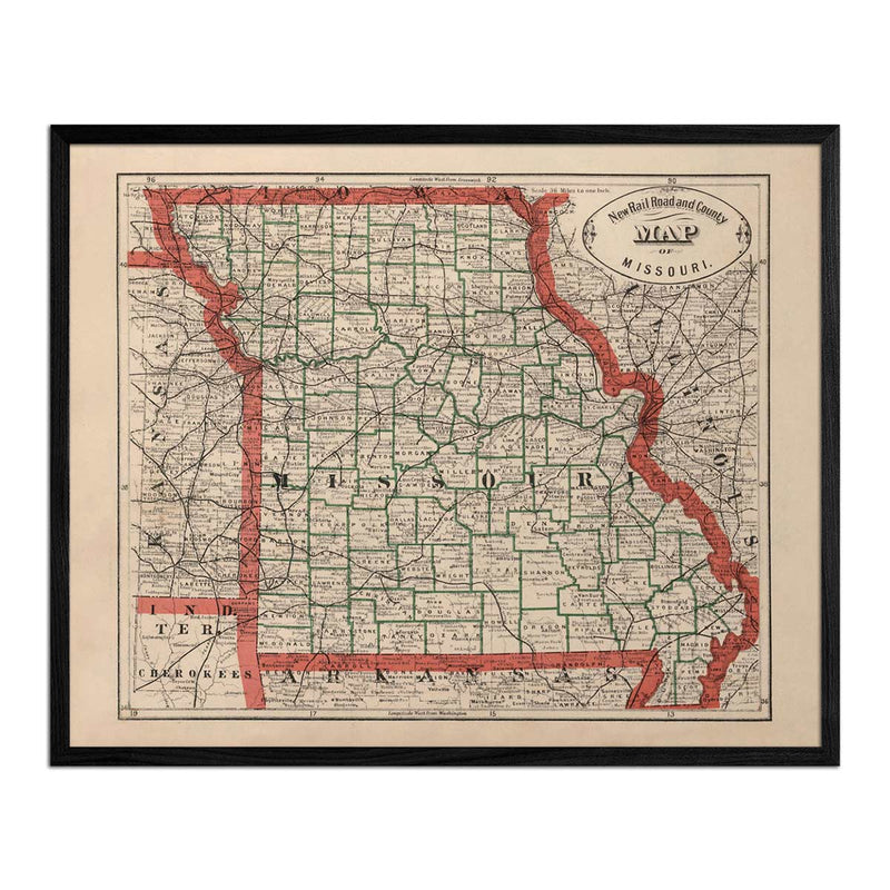 Missouri 1883 Map - Muir Way - Vintage Map