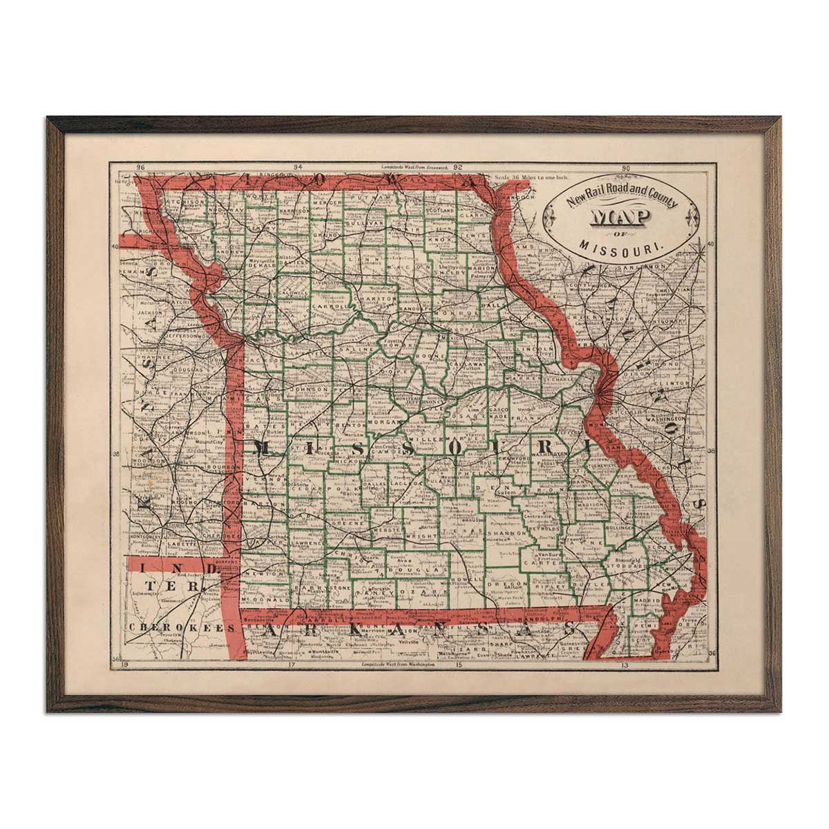 Vintage Map of Missouri (1883) | Muir Way